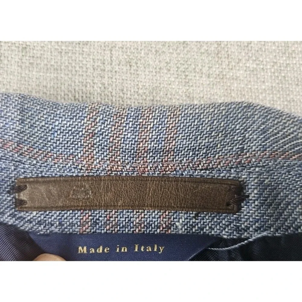 Brooks Brothers Sport Coat Mens 38 R Blue Plaid Linen Wool Itlay Half Lined
